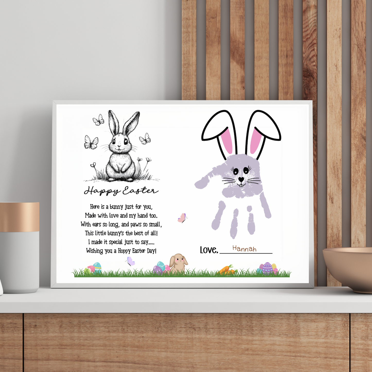 Bunny Happy Easter Poem Handprint Craft for Kids Printable, DIY Spring Art Activity Keepsake Personalized Gift from Baby Toddler