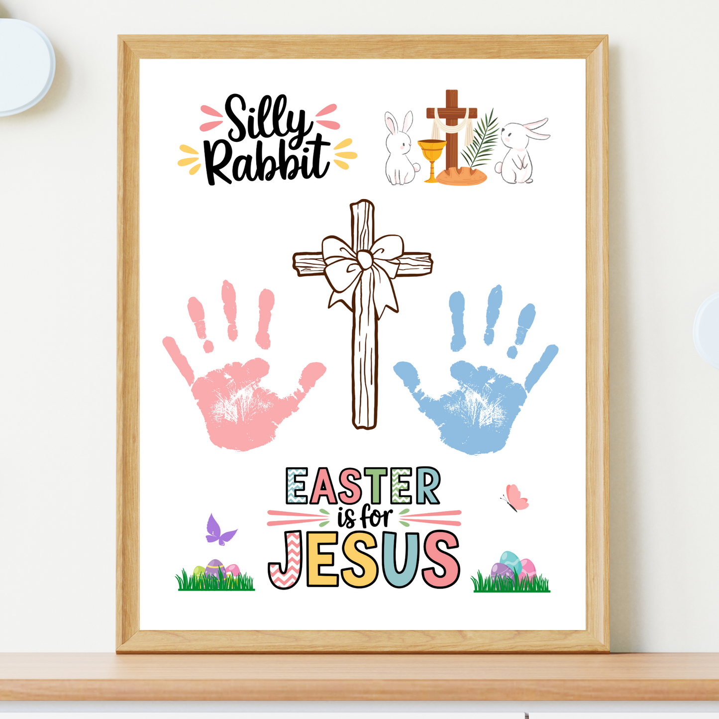 Easter Handprint Craft Printable, Christian DIY Religious Art for Kids Sunday School Preschool Toddler Newborn Activity