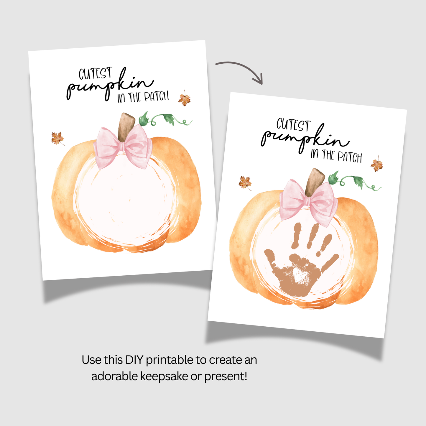 Fall Handprint Craft Printable, Autumn Activity DIY Pumpkin Art for Kids