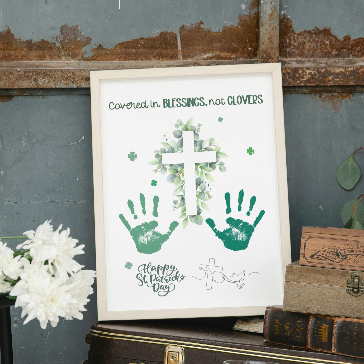 St. Patricks Day Christian Handprint Craft Printable, DIY Bible Art Keepsake for Sunday School Church Kids Activity Preschool