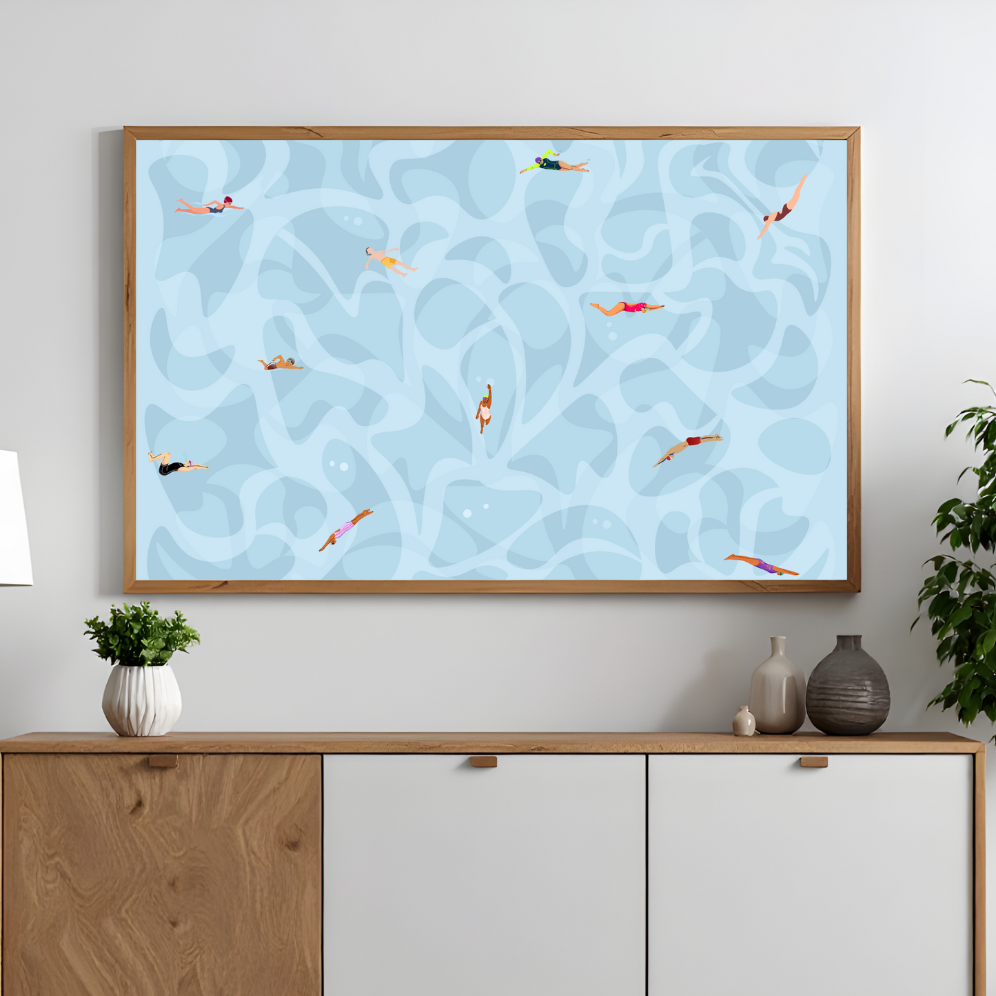 Tiny People Swimming Art Printable Swimmer Poster