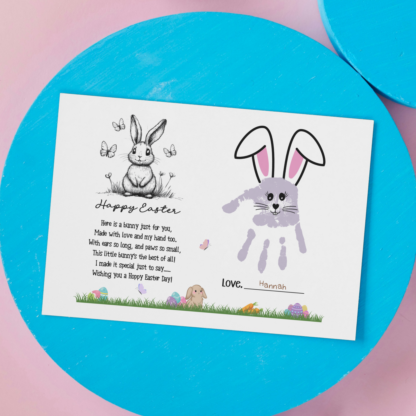 Bunny Happy Easter Poem Handprint Craft for Kids Printable, DIY Spring Art
