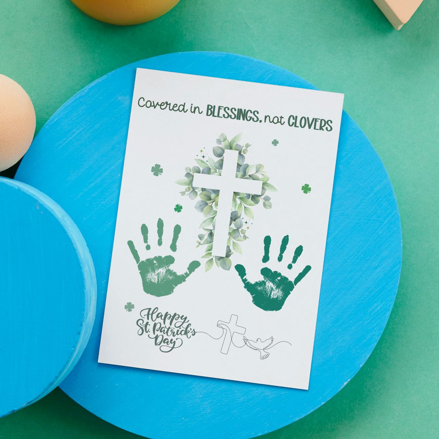 St. Patricks Day Christian Handprint Craft Printable, DIY Bible Art Keepsake for Sunday School Church Kids Activity Preschool