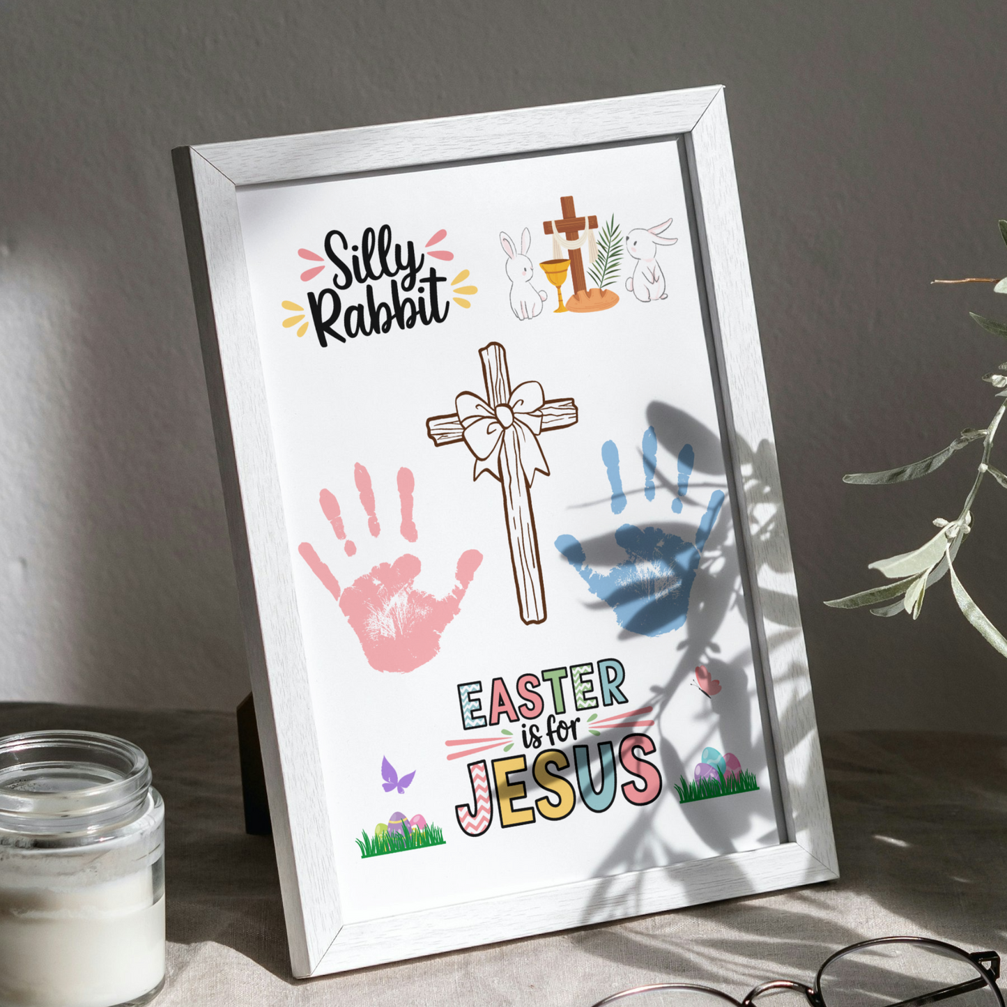 Easter Handprint Craft Printable, Christian DIY Religious Art for Kids Sunday School Preschool Toddler Newborn Activity