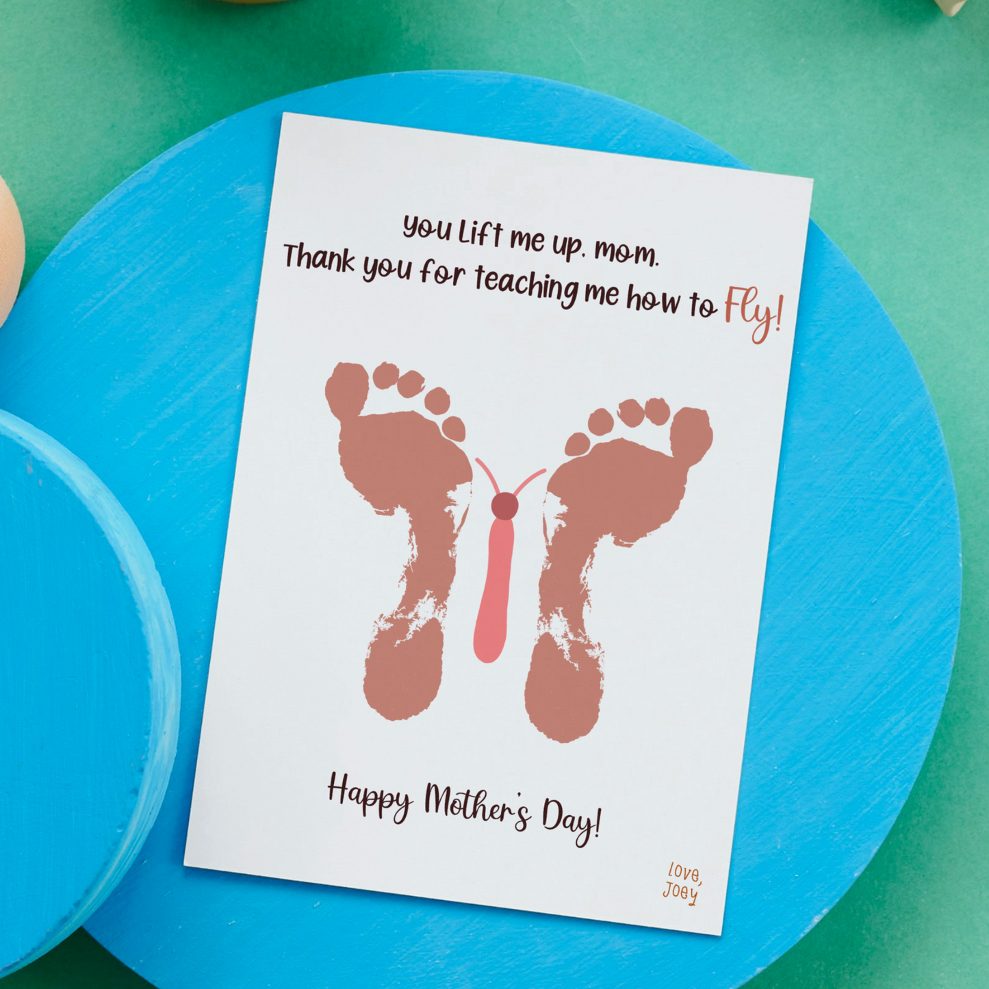 Mothers Day Footprint Butterfly Craft for Kids Printable, Card Art Mom Birthday Gift