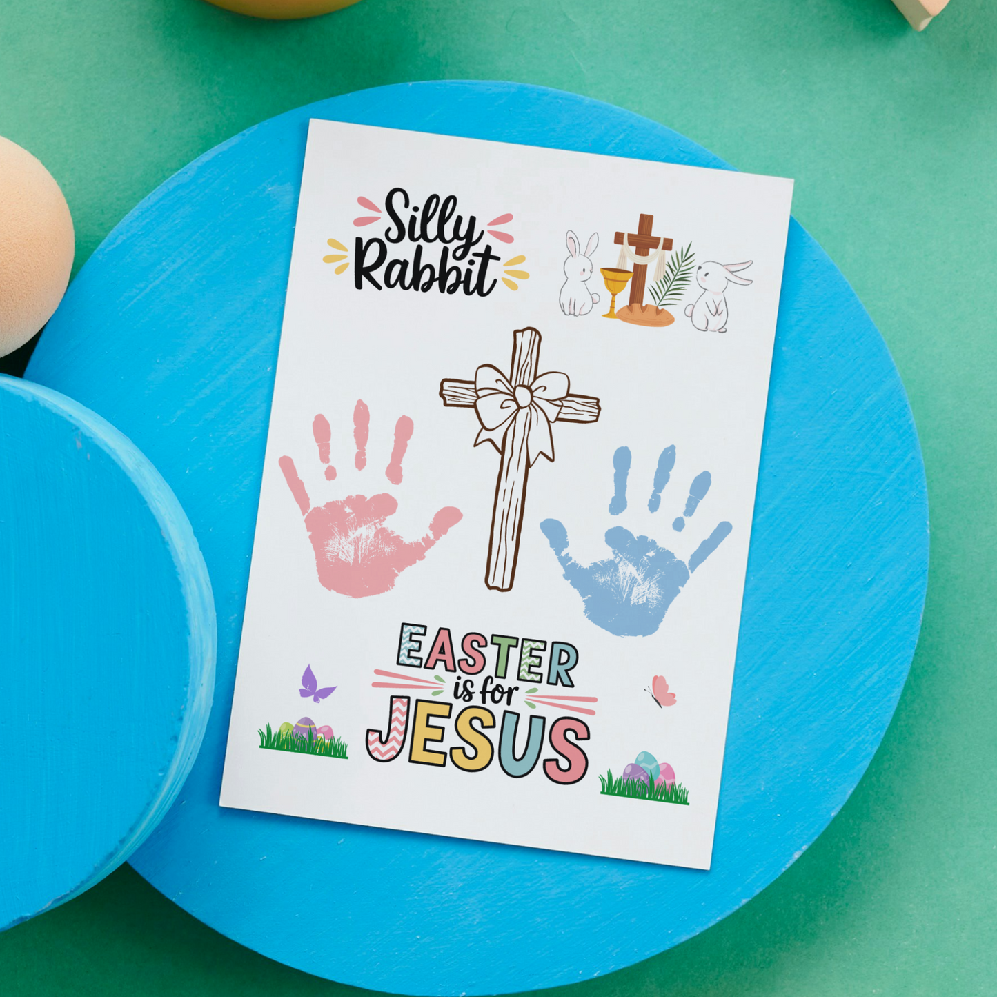 Easter Handprint Craft Printable, Christian DIY Religious Art for Kids Sunday School Preschool Toddler Newborn Activity