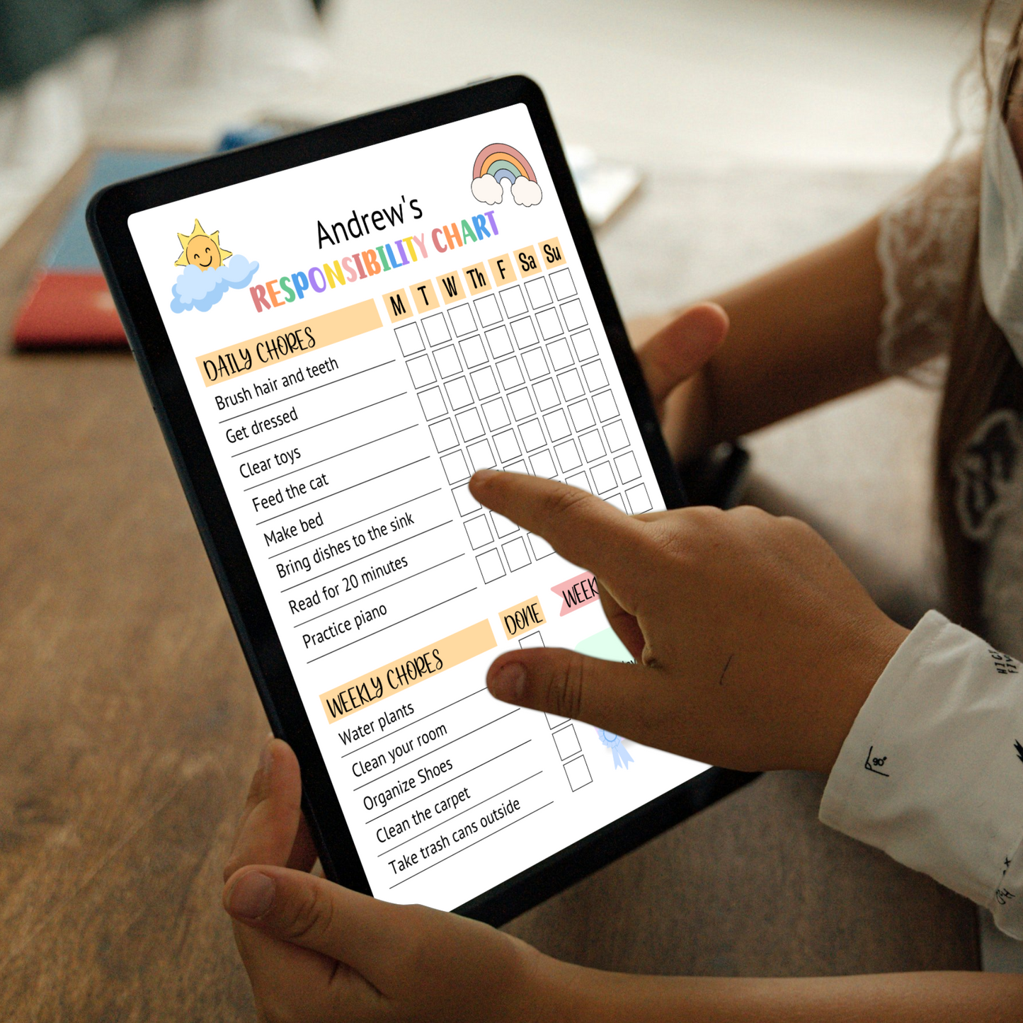 Editable Responsibility Chart For Kids Printable, Chore Chart Daily Checklist