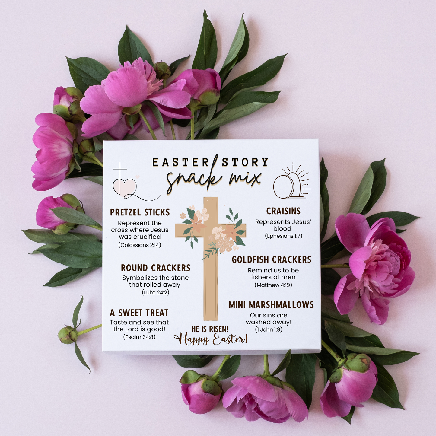 Easter Story Snack Mix Printable, Holy Week Treat Basket Gift Tags Religious Christian Resurrection Activity