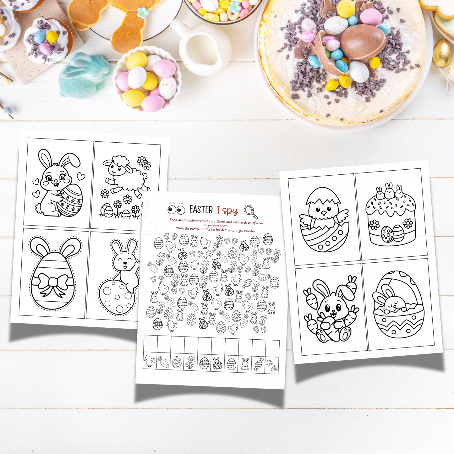 Easter Activity Pack Printable Games Bundle, Coloring Pages for Kids Preschool Daycare Homeschool Sunday School Sheet