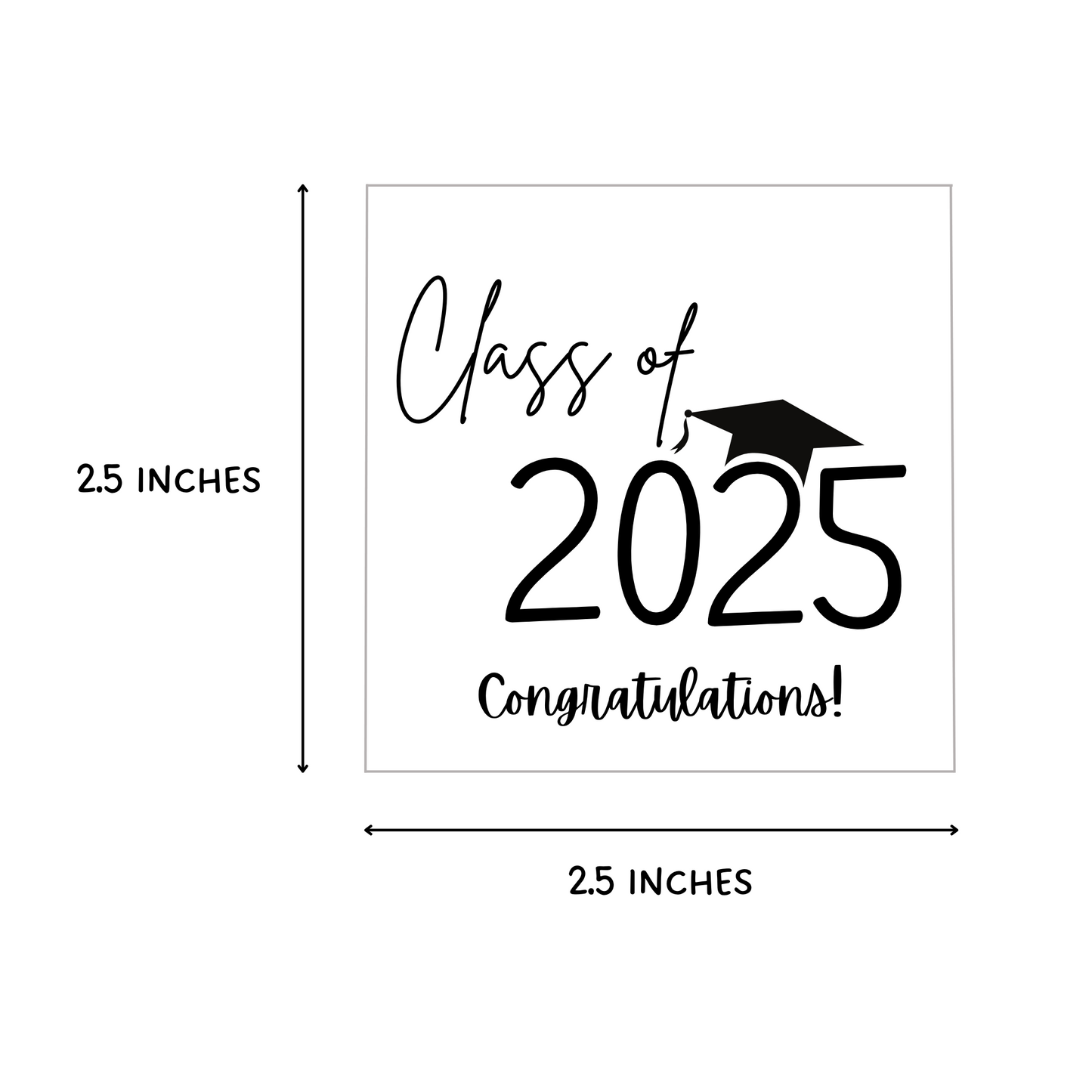 Class of 2025 Graduation Square Gift Tag Simple Modern Minimalist Printable