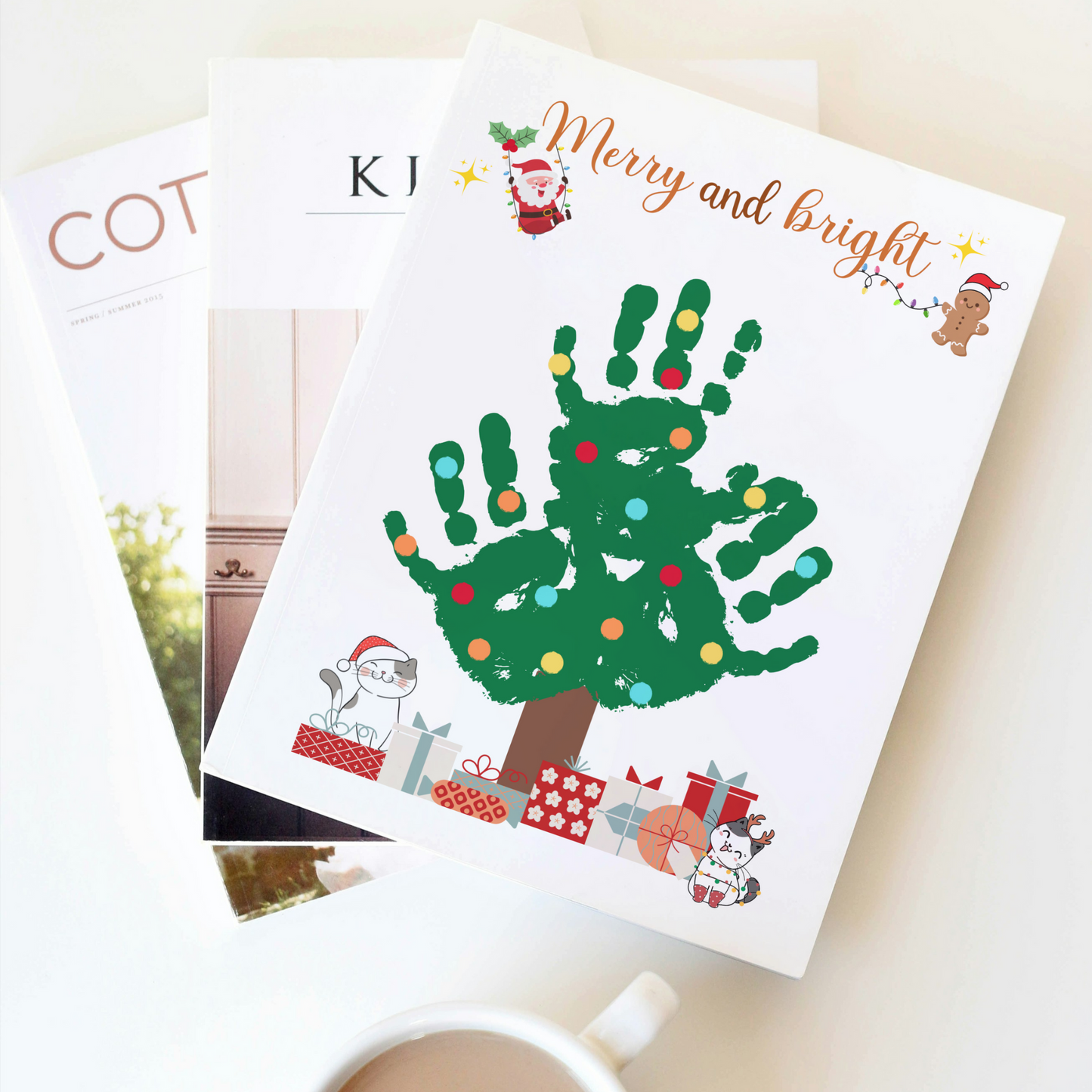 Christmas Tree Handprint Craft Printable, DIY Holiday Art Activity Baby Toddler Kids Preschool Daycare Kindergarten