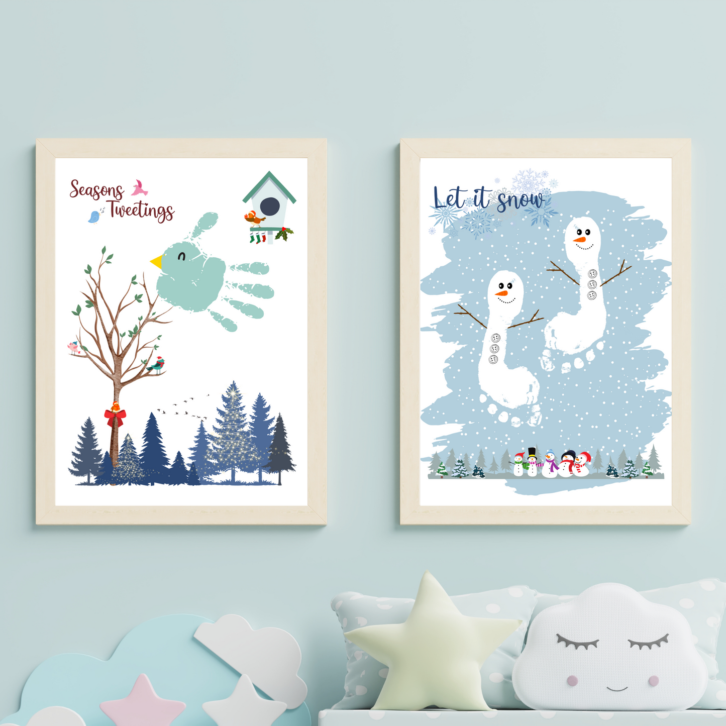 Christmas Handprint Footprint Art & Crafts Printable For Baby, Toddler, Kids