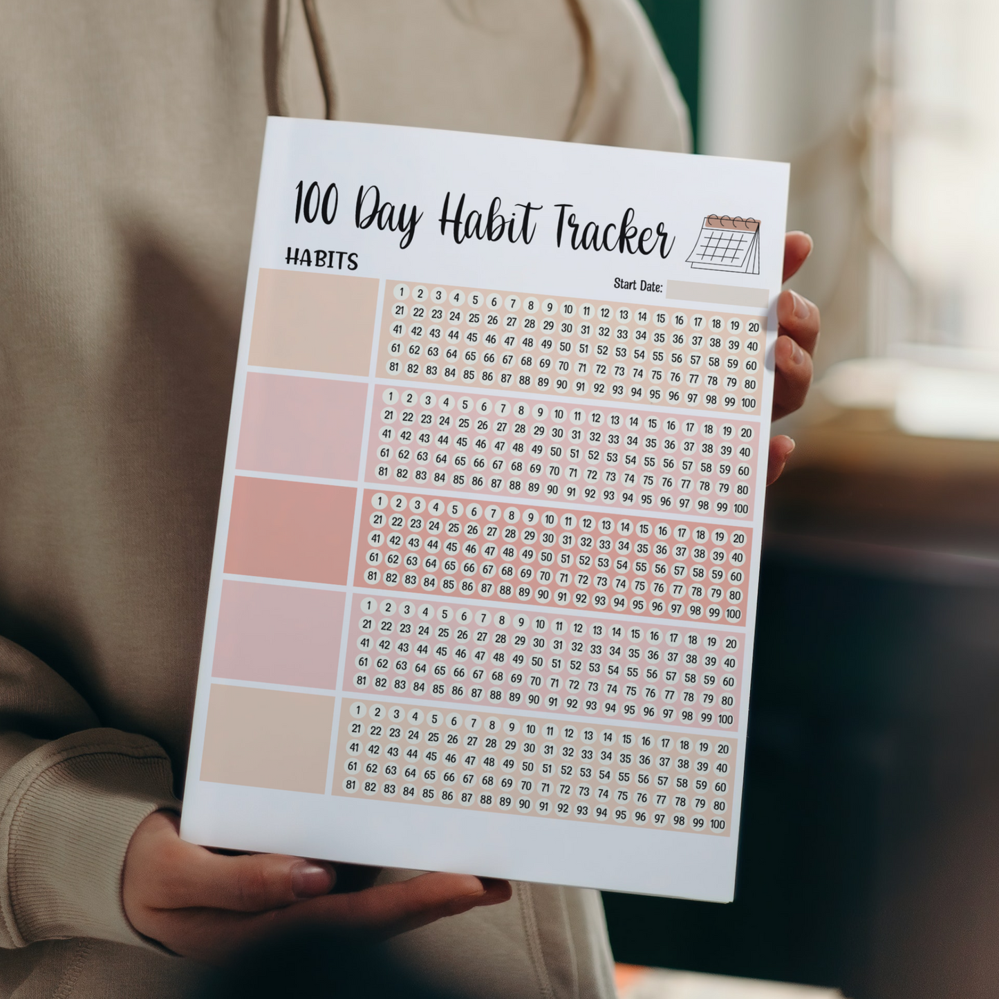Habit Tracker Editable & Printable, Daily Habit Chart, Goal Planner Log