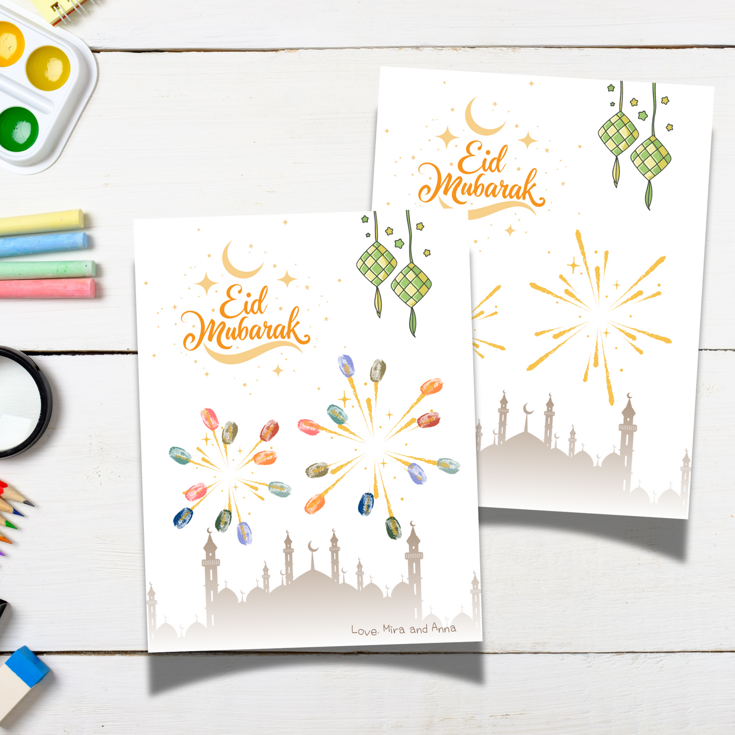 Ramadan Handprint Footprint Crafts Printable, Eid DIY Art for Kids