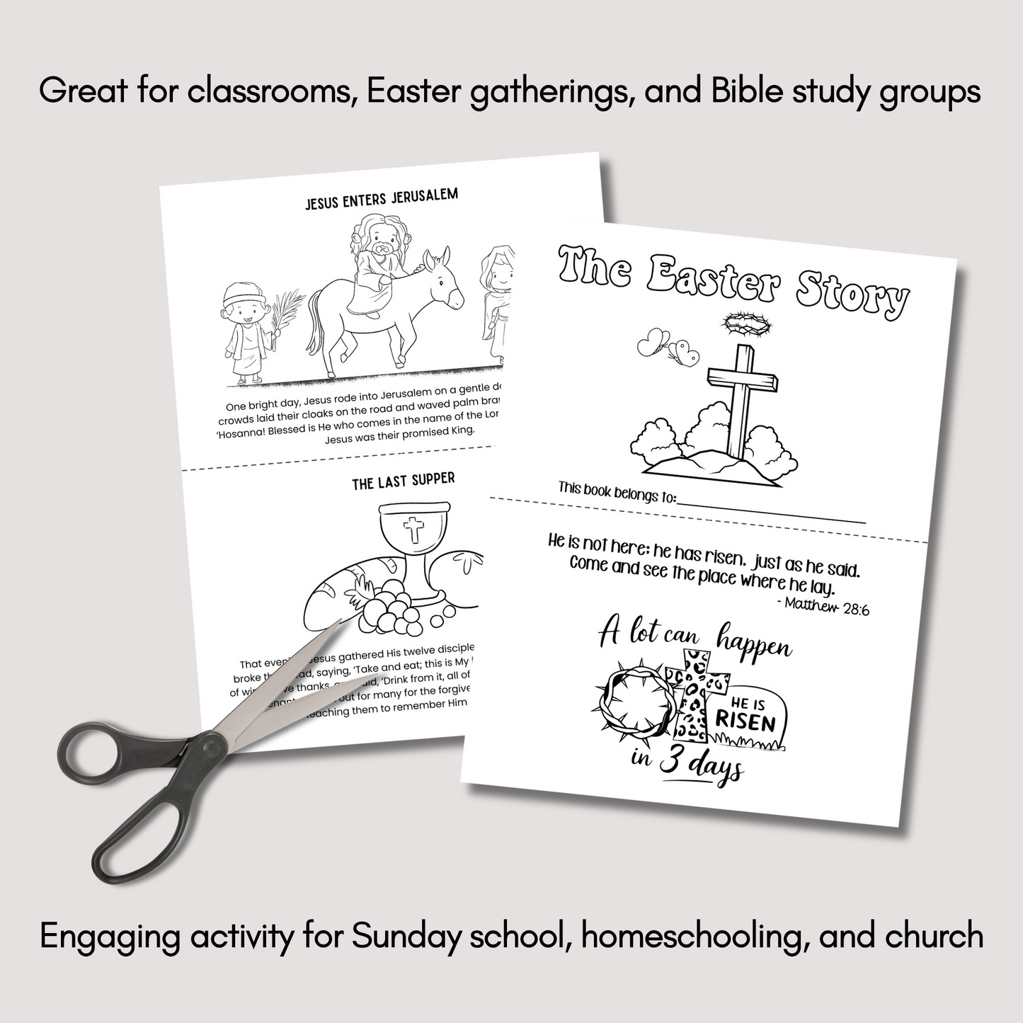 Easter Story for Kids Printable, Preschool Bible Lesson Sunday School Craft Church Religious Christian Mini Book Homeschool Activity