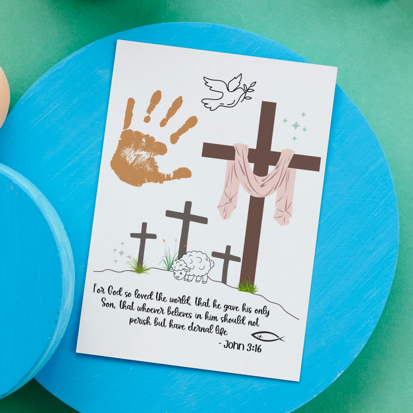 Christian Easter Handprint Craft Printable, Religious DIY Art for Kids Sunday School Activity