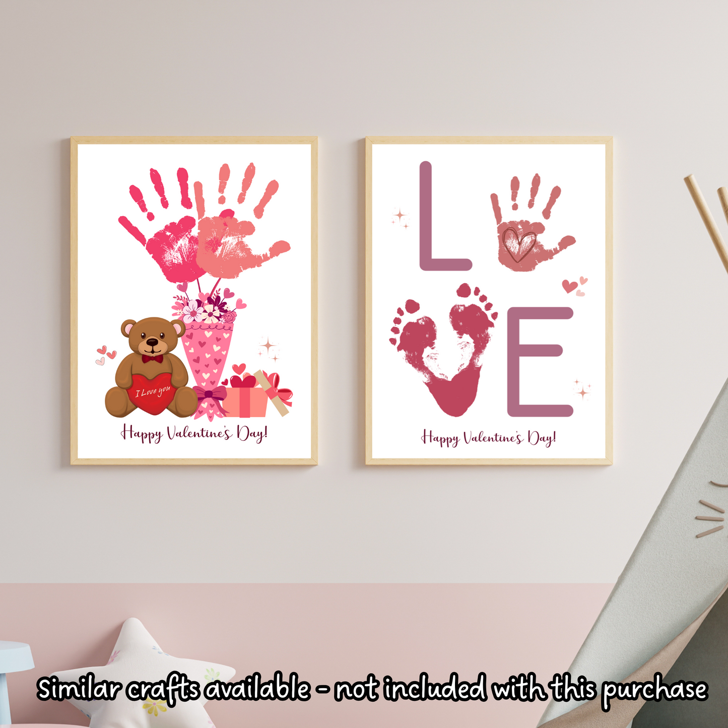 Valentines Day Handprint Holiday Crafts Printable, DIY Art for Kids