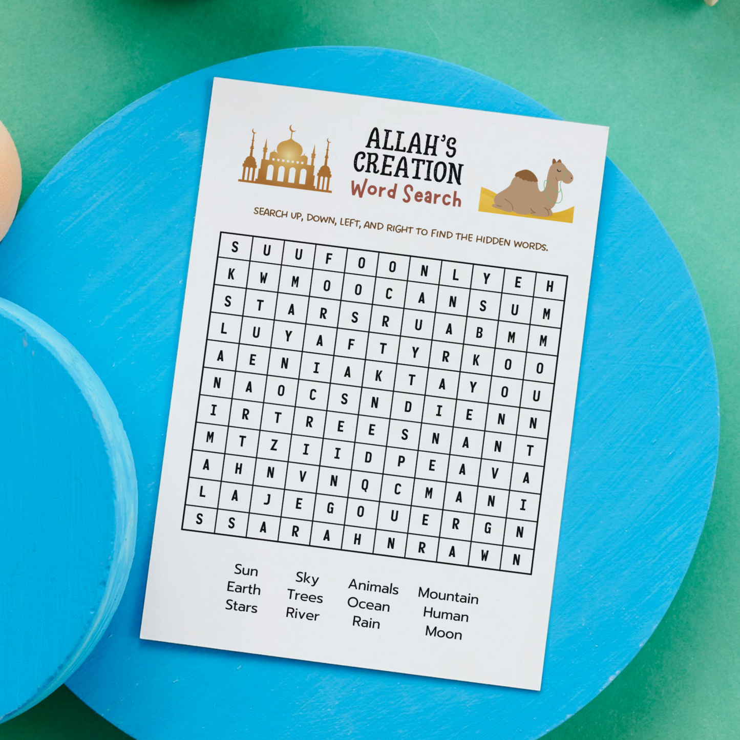 Islamic Word Search Printable Activity for Kids, Educational Games Wordsearch Sheets Angels Prophets Prayer Ramadan Eid Gift Ideas Children