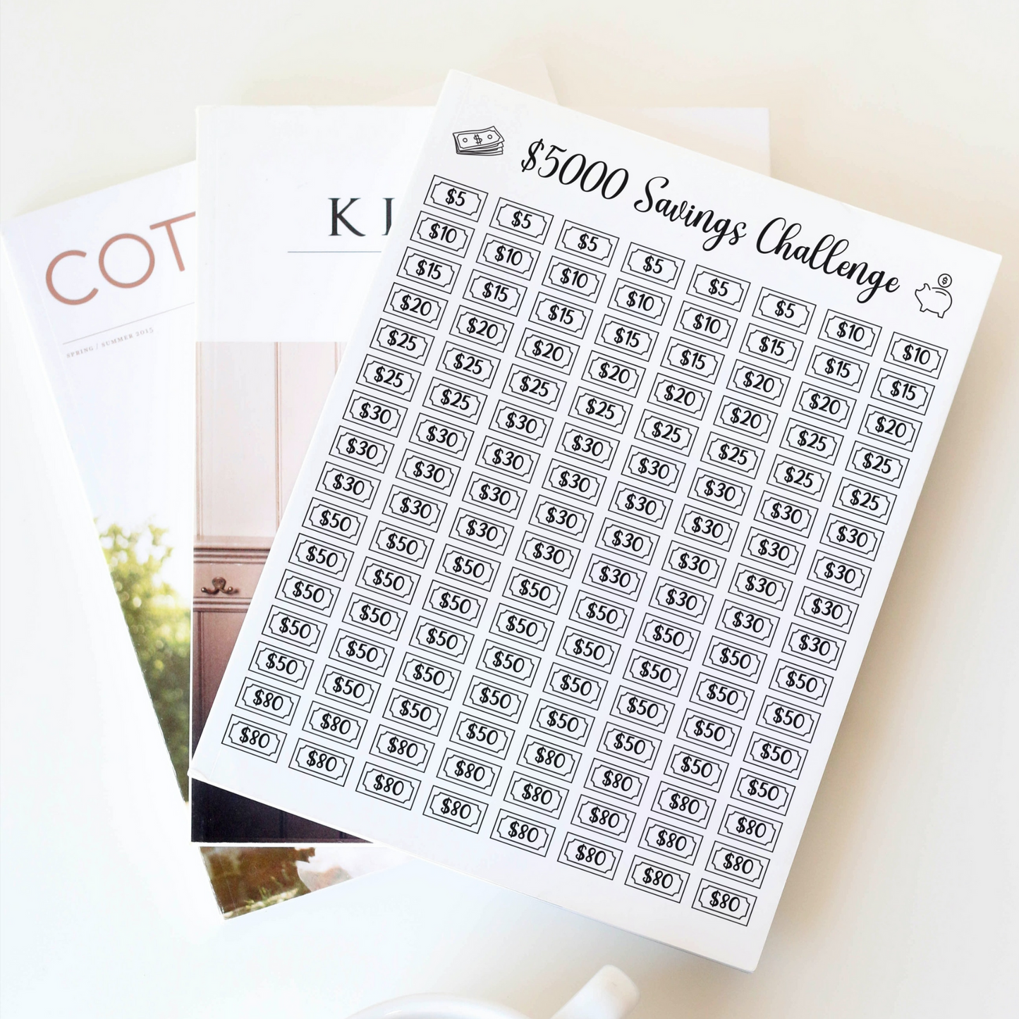 Savings Challenge Printable, 1K 2K 5K 10K Money Savings Goal Tracker