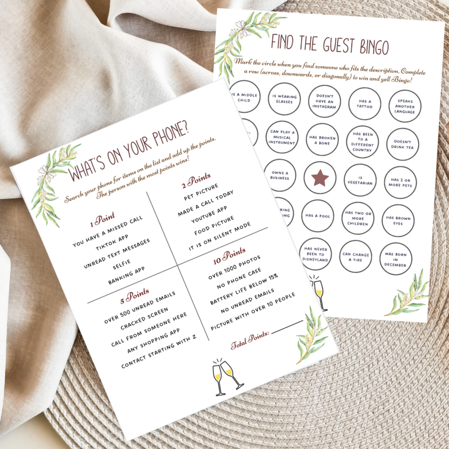 Brunch Party Games Printable, Adult Icebreaker Ideas