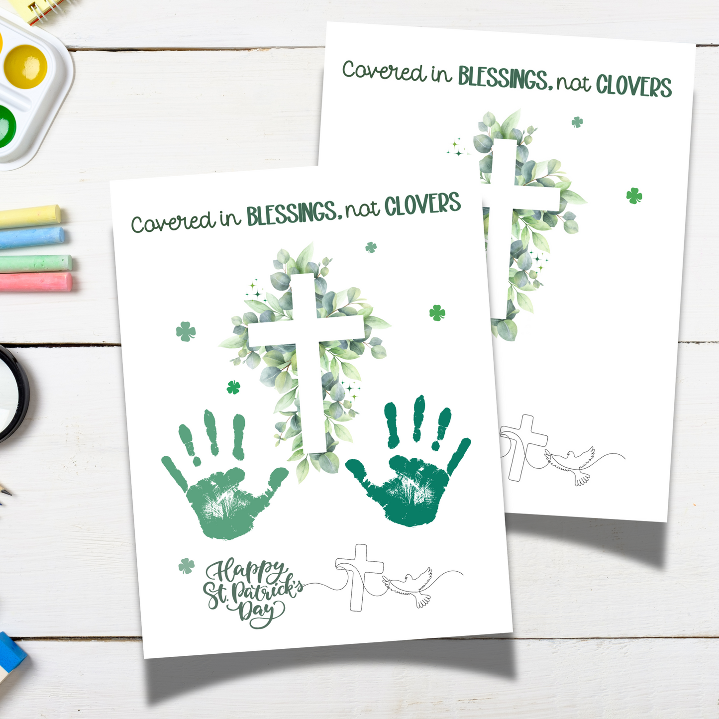 St. Patricks Day Christian Handprint Craft Printable, DIY Bible Art Keepsake for Sunday School Church Kids Activity Preschool