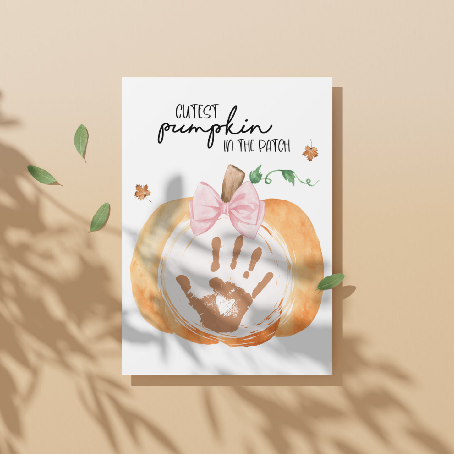 Fall Handprint Craft Printable, Autumn Activity DIY Pumpkin Art for Kids