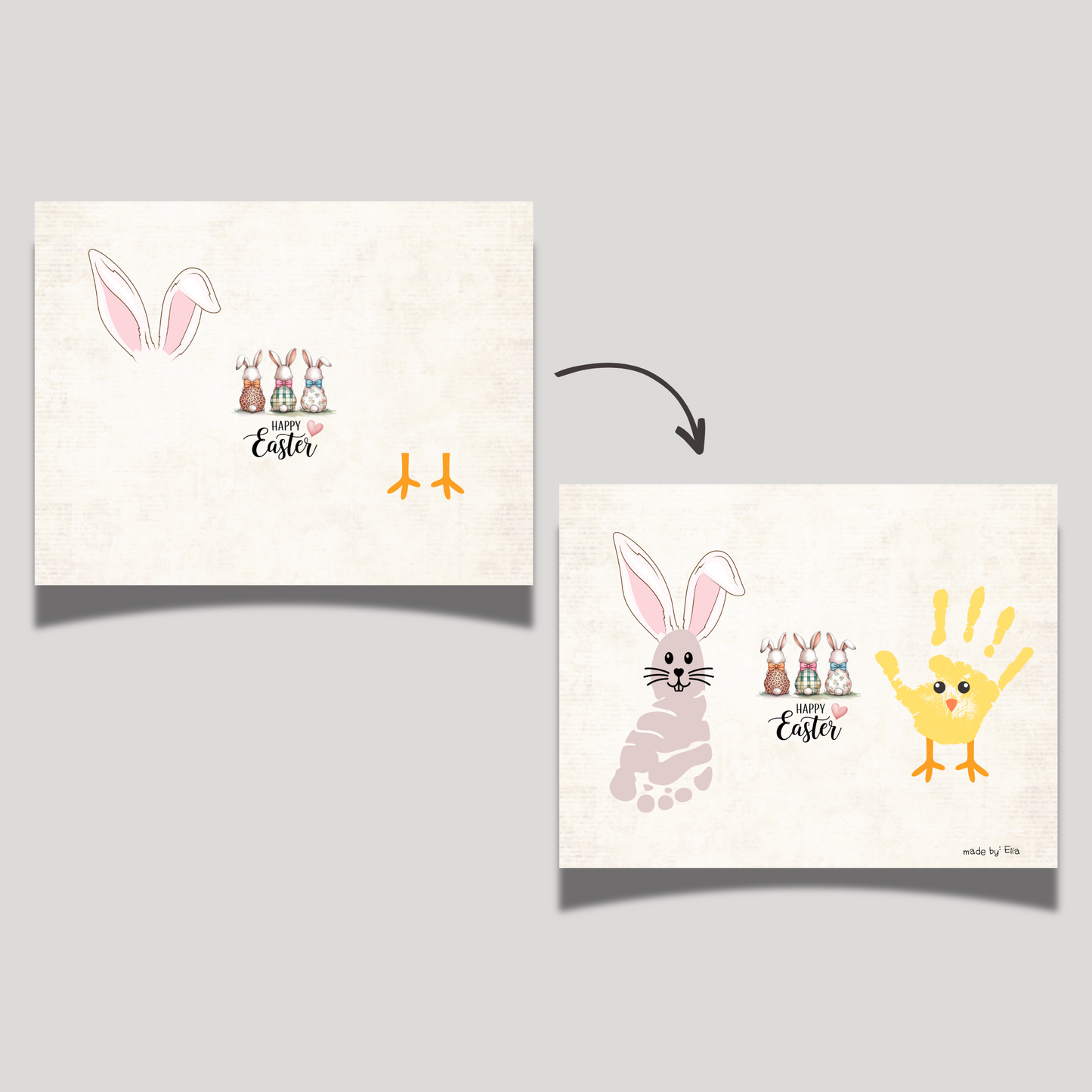 Bunny Chick Easter Handprint Footprint Craft for Kids Printable, DIY Card Spring Art Activity Keepsake Personalized Gift from Baby Toddler