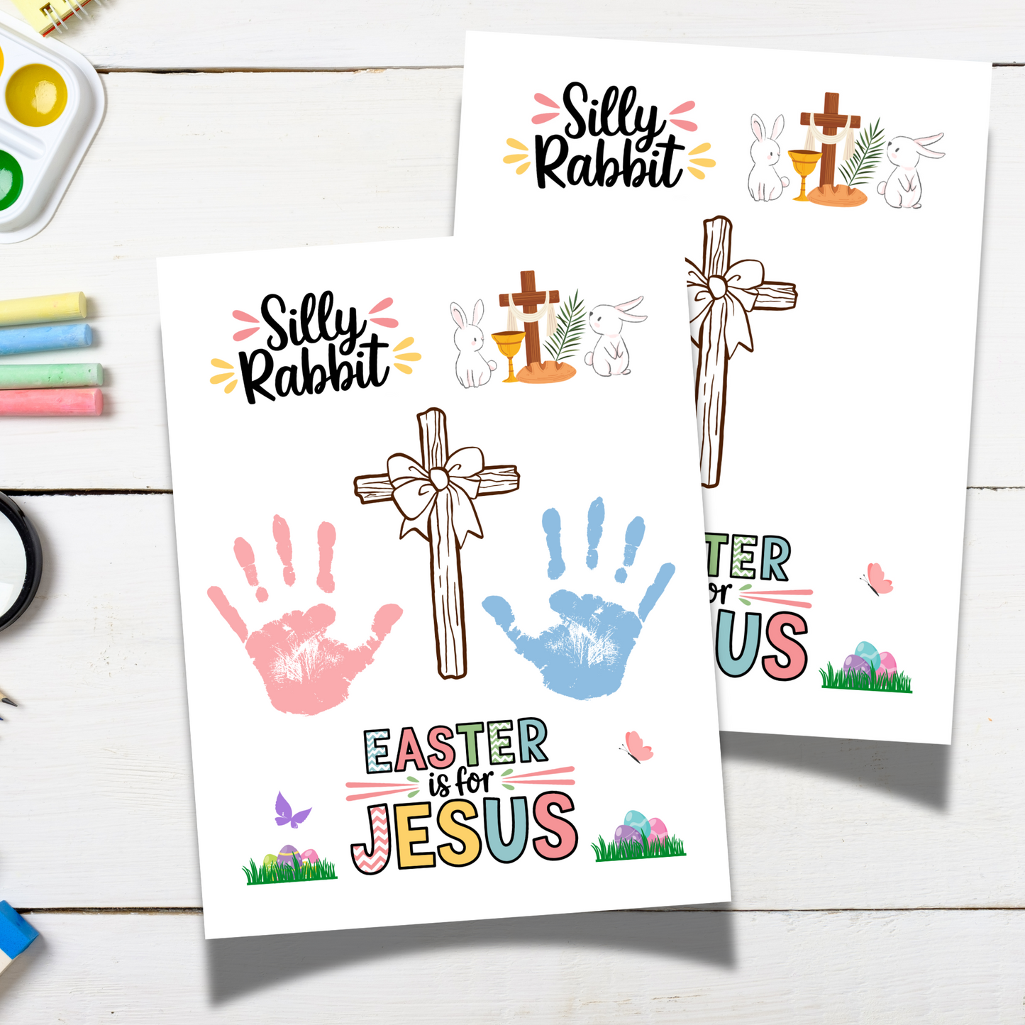 Easter Handprint Craft Printable, Christian DIY Religious Art for Kids Sunday School Preschool Toddler Newborn Activity
