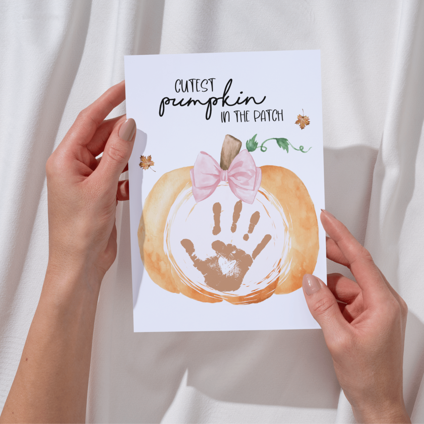 Fall Handprint Craft Printable, Autumn Activity DIY Pumpkin Art for Kids