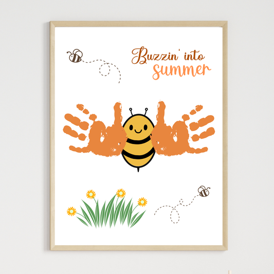 Summer Handprint Craft Printable, DIY Bee Art Project for Kids Easy Activity