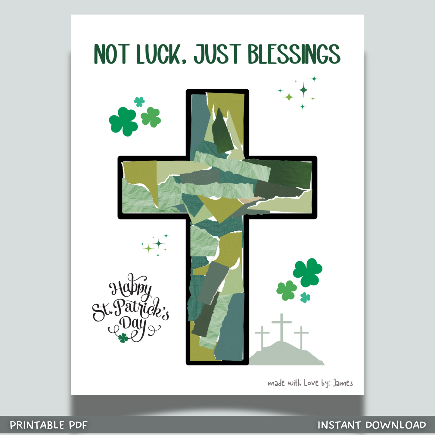 St Patricks Day Christian Bible Paper Craft Printable, DIY March Art Keepsake for Sunday School Kids Activity