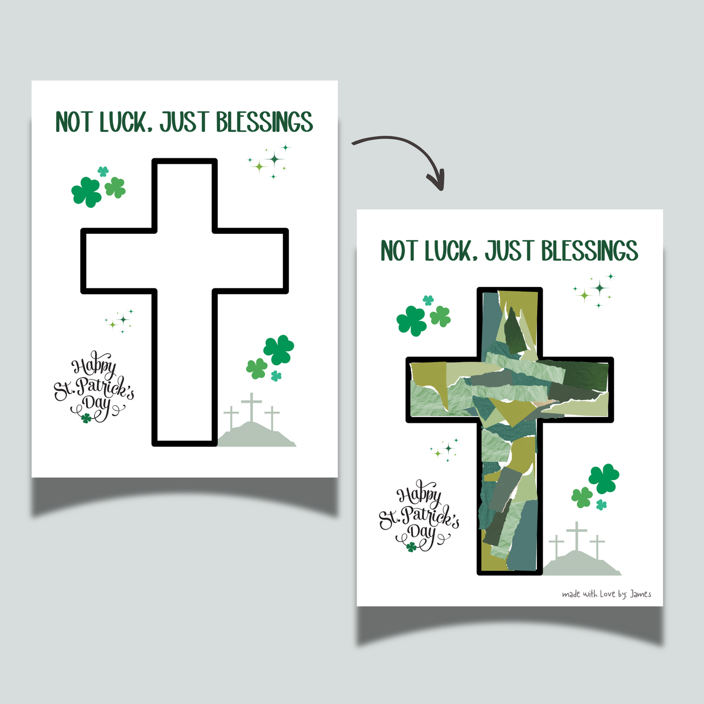 St Patricks Day Christian Bible Paper Craft Printable, DIY March Art Keepsake for Sunday School Kids Activity