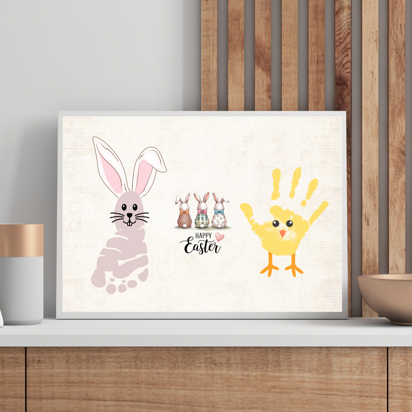 Bunny Chick Easter Handprint Footprint Craft for Kids Printable, DIY Card Spring Art Activity Keepsake Personalized Gift from Baby Toddler