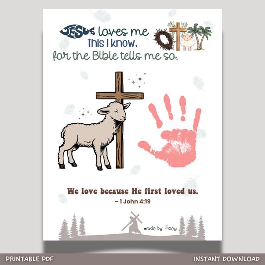 Easter Handprint Craft Printable, Personalized Gift Religious Christian Art for Kids