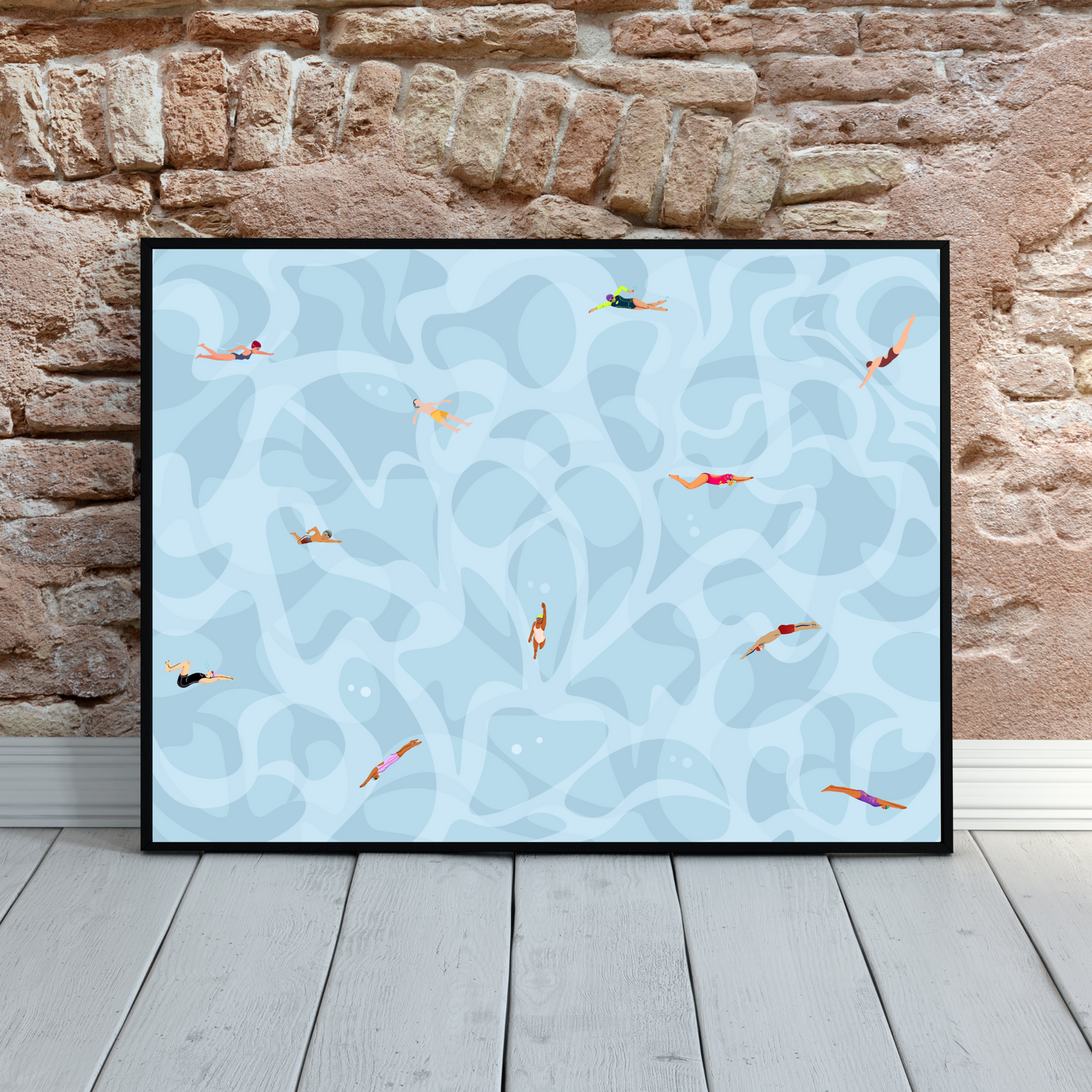 Tiny People Swimming Art Printable Swimmer Poster