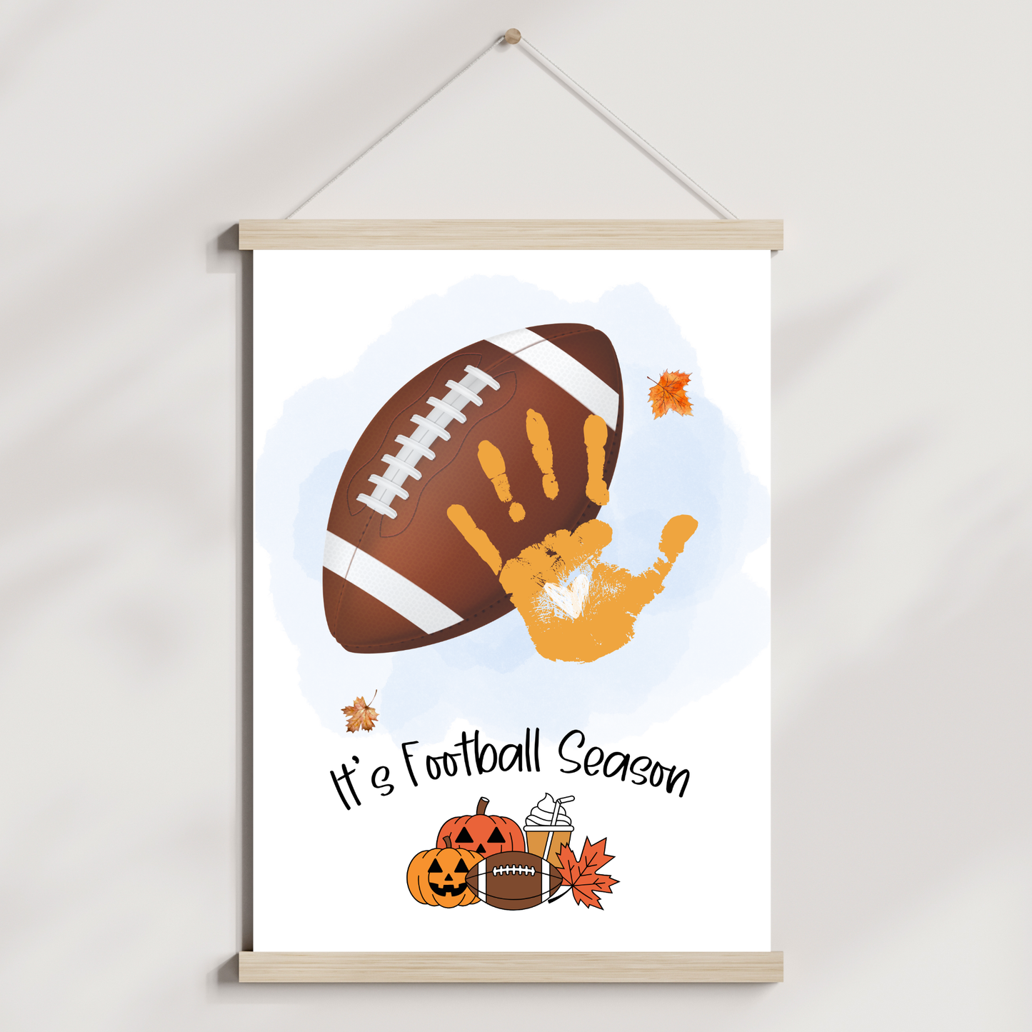 Football Handprint Craft Printable Fall Activity DIY Sports Footprint Art for Kids