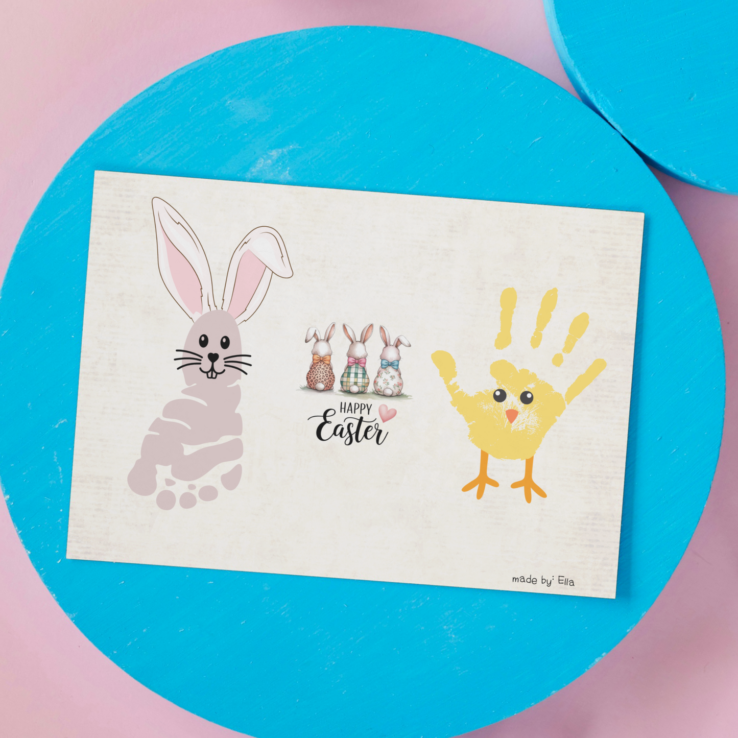 Bunny Chick Easter Handprint Footprint Craft for Kids Printable, DIY Card Spring Art Activity Keepsake Personalized Gift from Baby Toddler