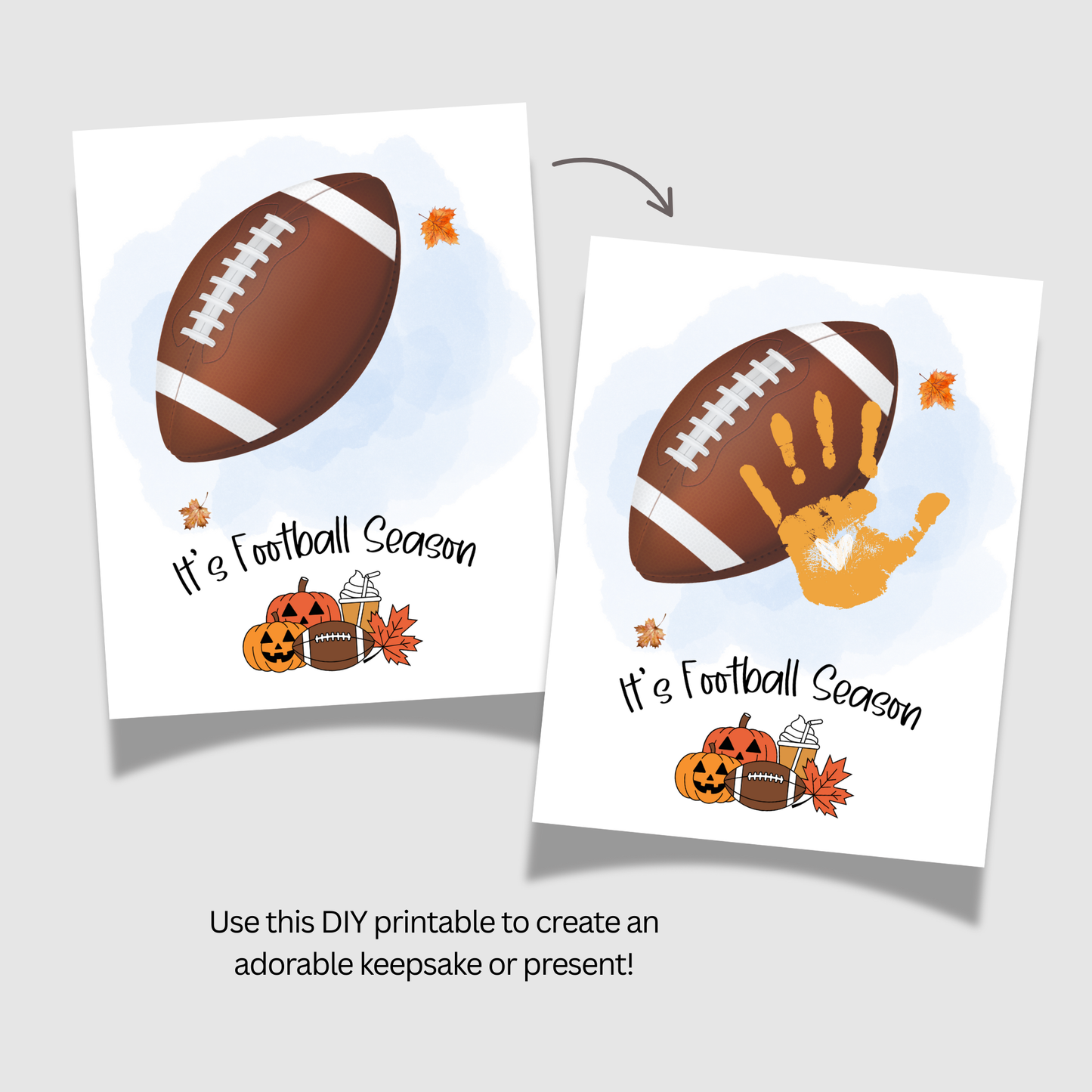 Football Handprint Craft Printable Fall Activity DIY Sports Footprint Art for Kids