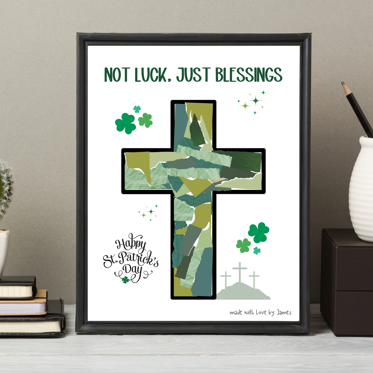 St Patricks Day Christian Bible Paper Craft Printable, DIY March Art Keepsake for Sunday School Kids Activity