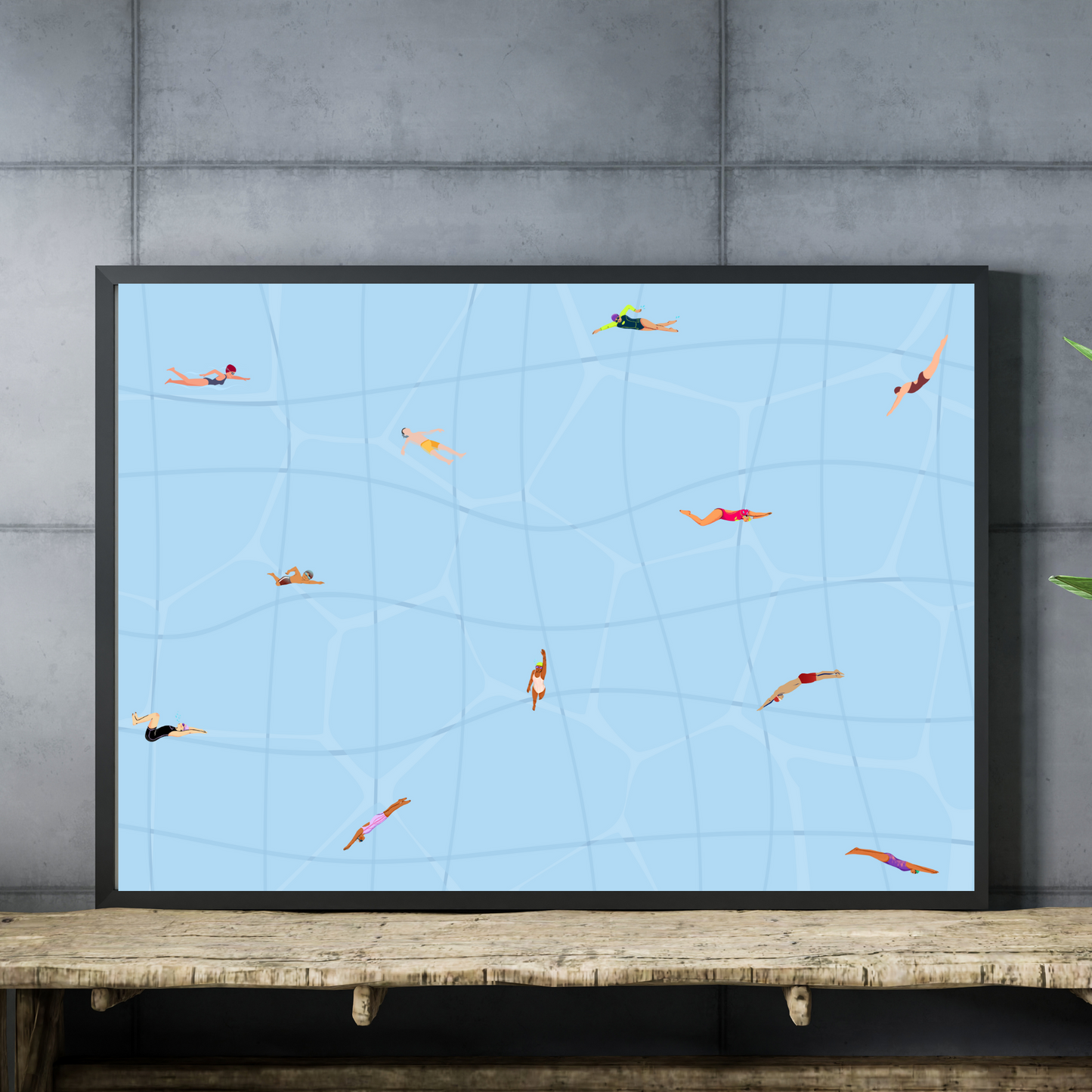 Tiny Swimmers Pool Wall Art Printable Poster
