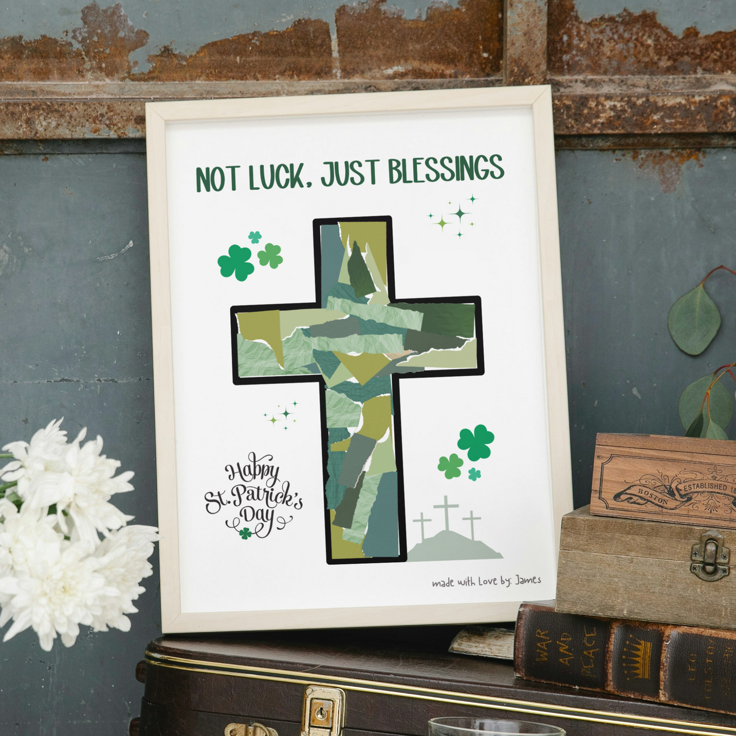 St Patricks Day Christian Bible Paper Craft Printable, DIY March Art Keepsake for Sunday School Kids Activity