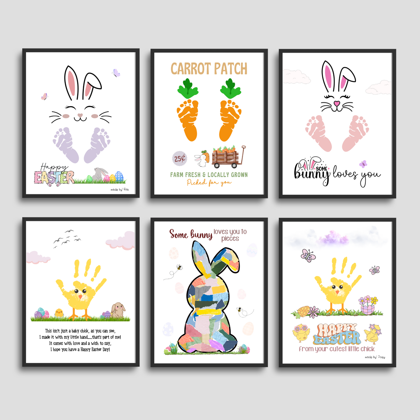 Easter Handprint Footprint Crafts for Kids Printable, DIY Card Spring Hand Feet Wall Art Activity Keepsake Personalized Gift Baby Toddler