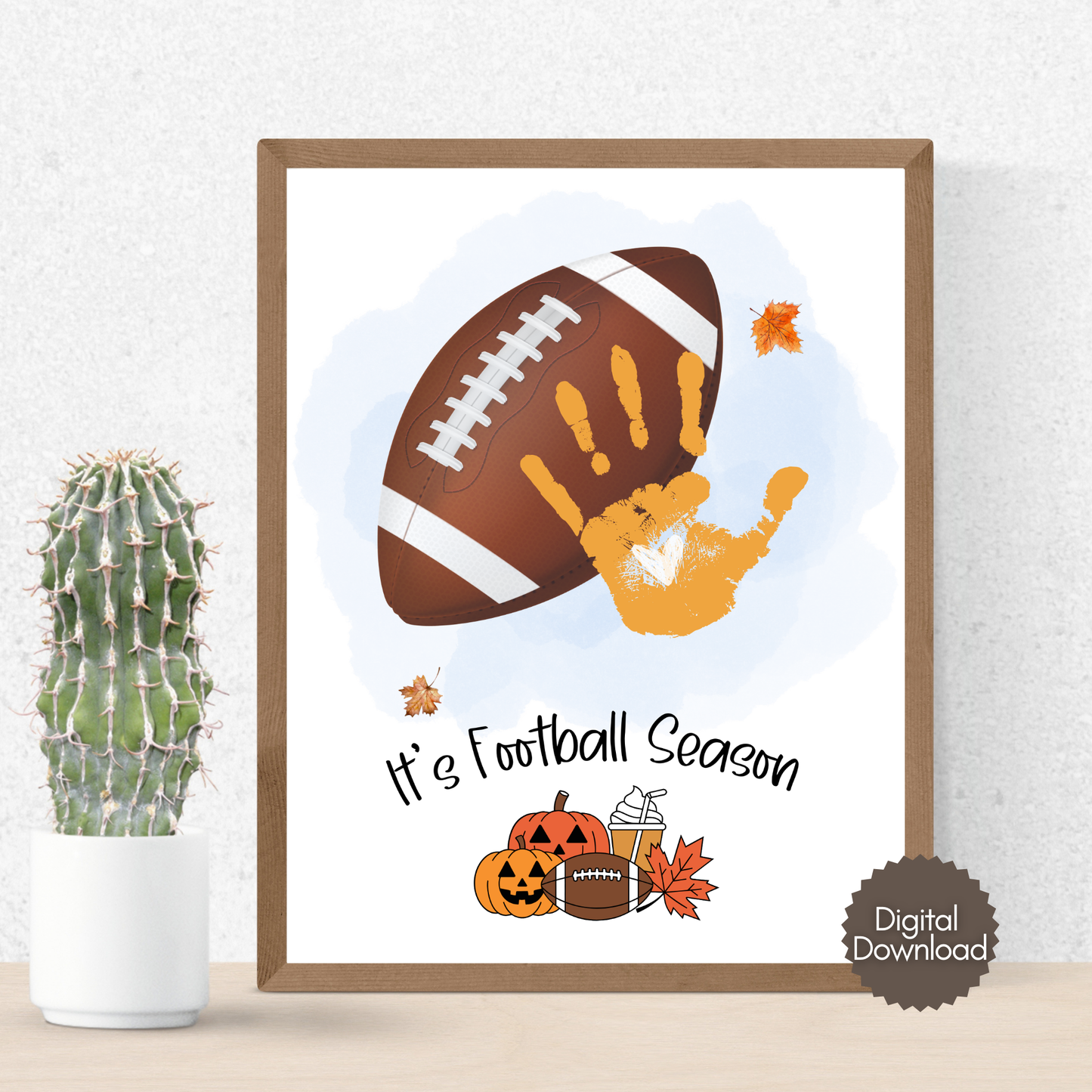 Football Handprint Craft Printable Fall Activity DIY Sports Footprint Art for Kids