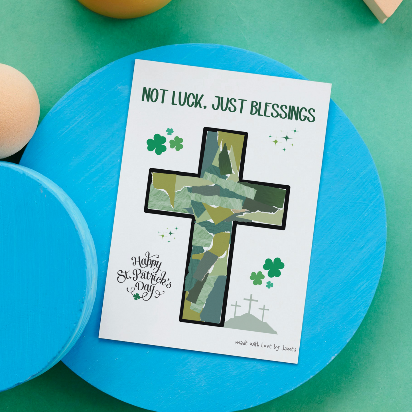 St Patricks Day Christian Bible Paper Craft Printable, DIY March Art Keepsake for Sunday School Kids Activity