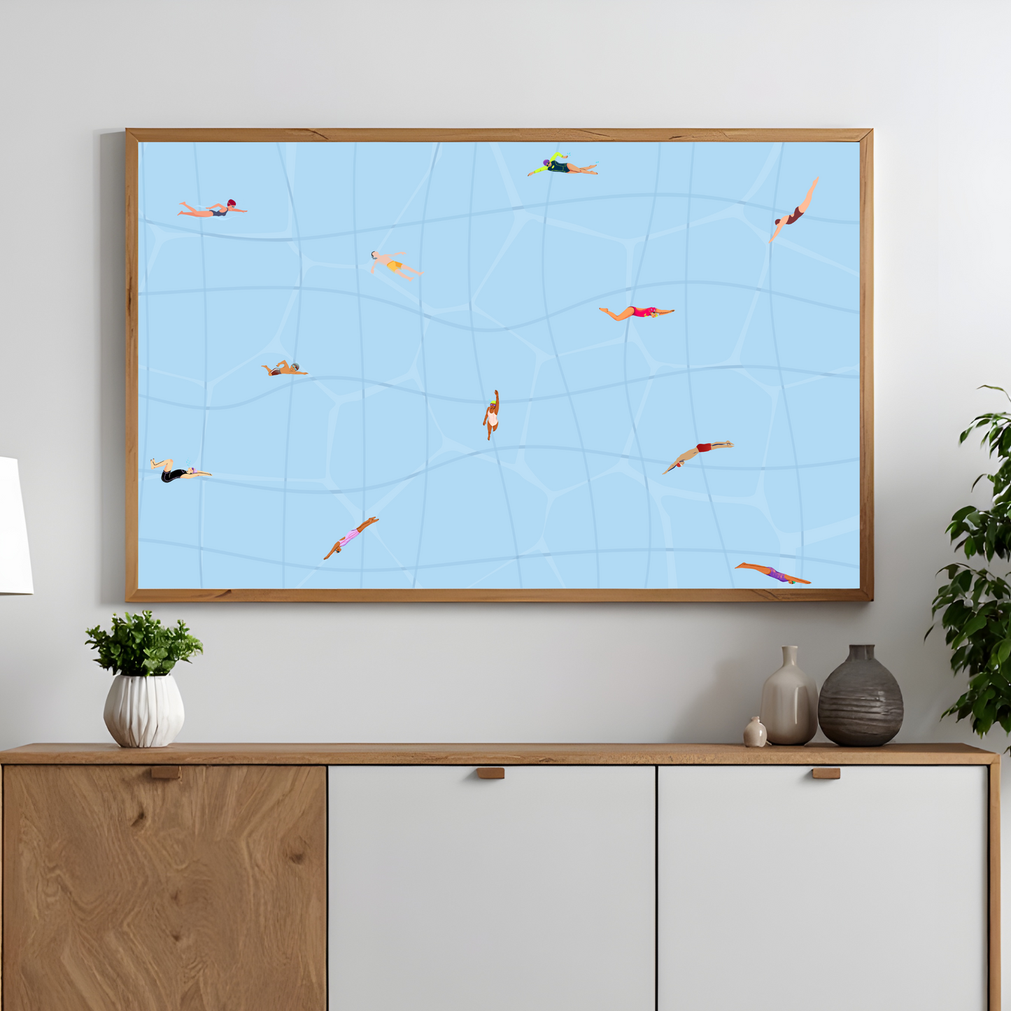 Tiny Swimmers Pool Wall Art Printable Poster