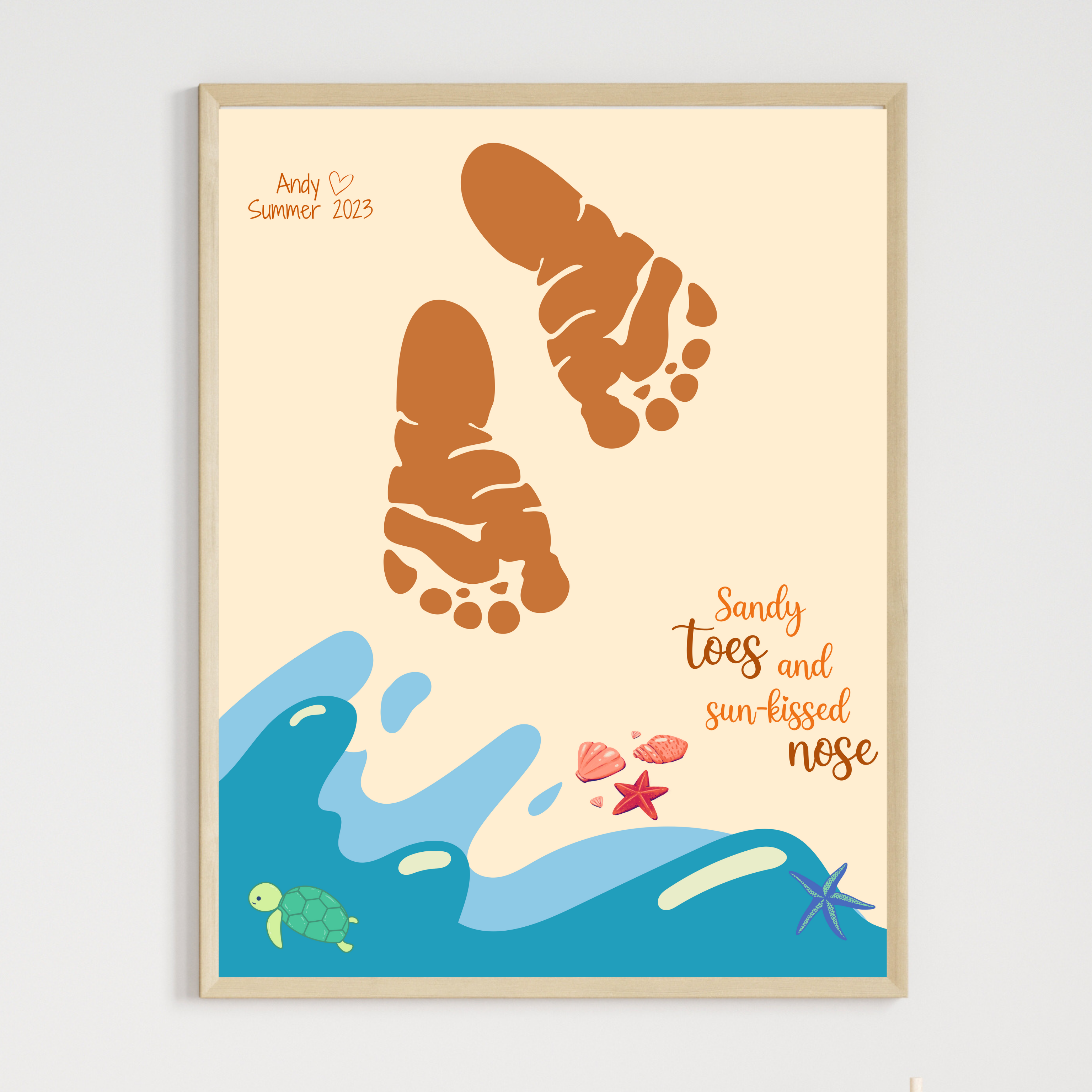 Summer Footprint Craft Printable, DIY Beach Art Project Keepsake for K