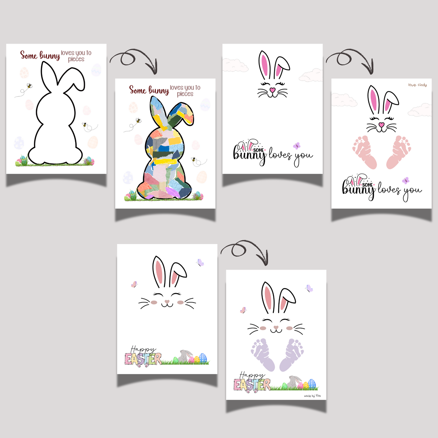 Easter Handprint Footprint Crafts for Kids Printable, DIY Card Spring Hand Feet Wall Art Activity Keepsake Personalized Gift Baby Toddler