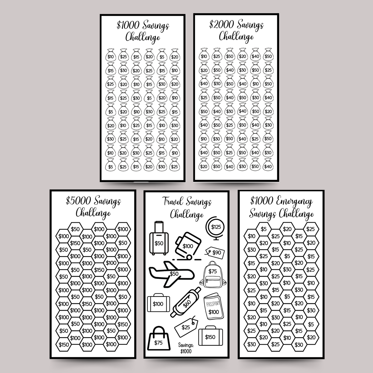 Mini Money Savings Challenge Tracker Printable, A6 Budget Binders Envelope Insert