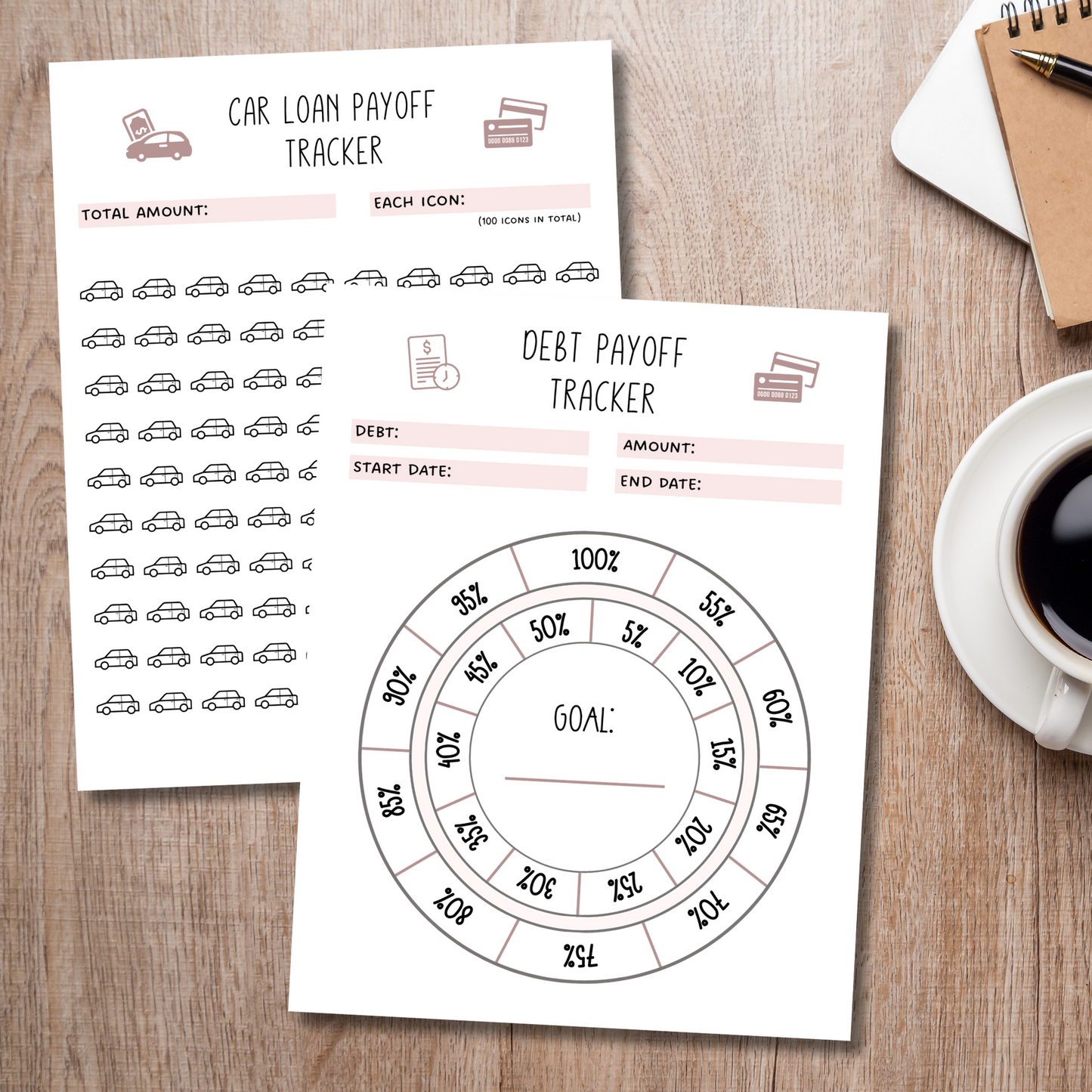 Debt Tracker Printable, Credit Card/ House/ Car/ Student Loan Payoff Tracker