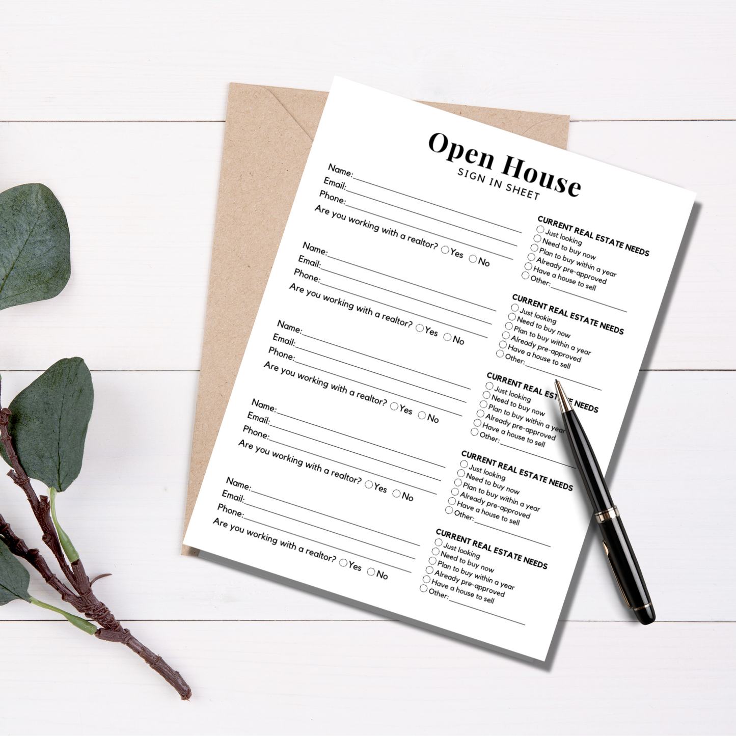 Open House Sign In Sheet, Printable Welcome Sign Realtor Success Tools